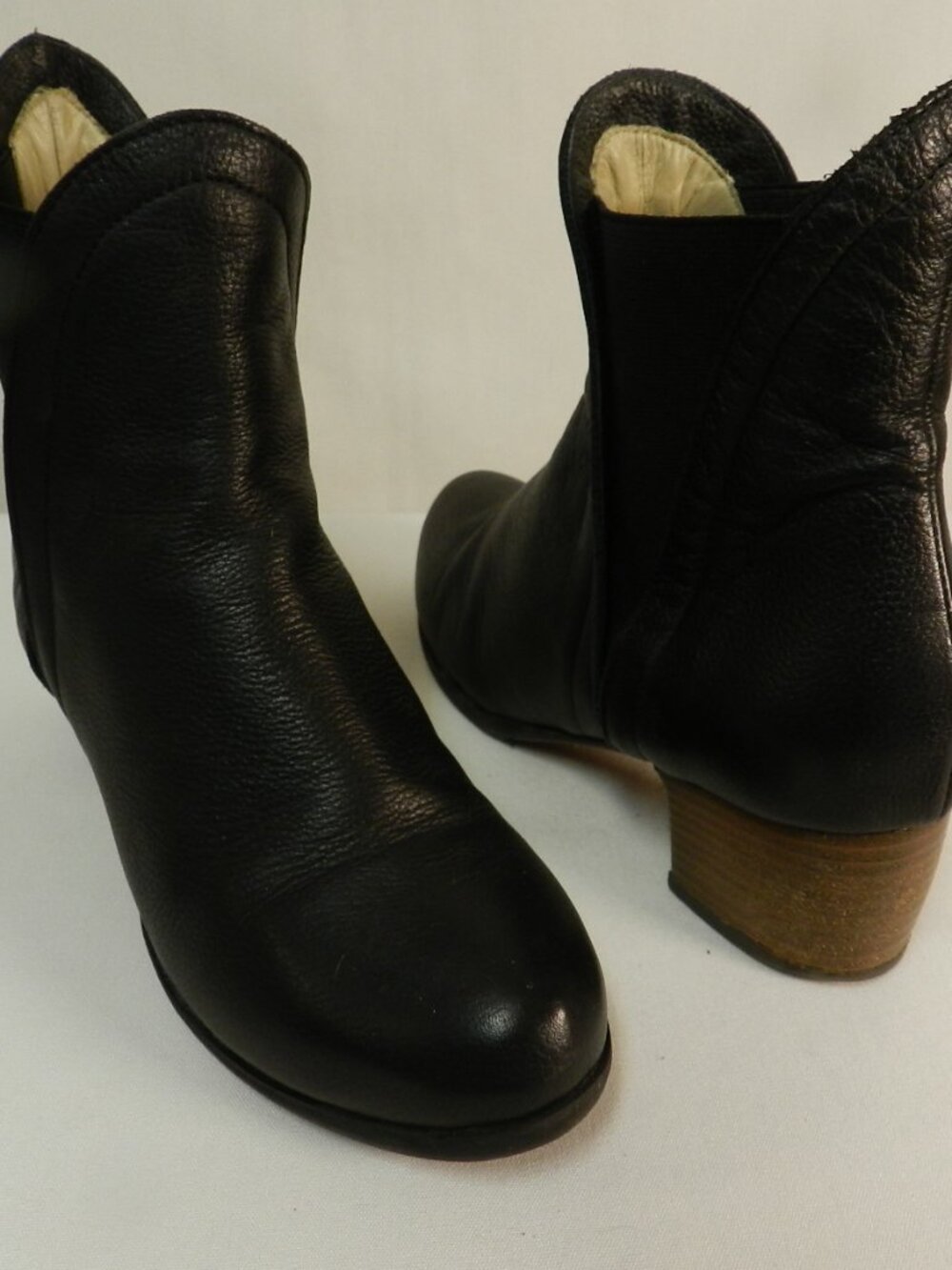 GIDIGIO Leather ankle boots black pumps stretch pull-on Italy Size 36.5 US 6.5